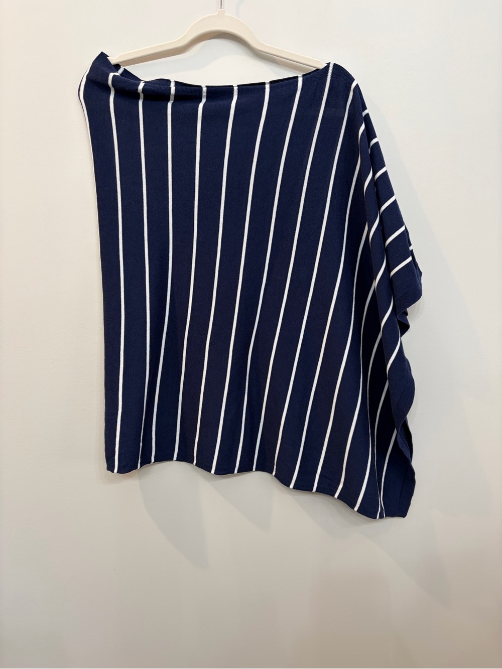 Talbots Women's Poncho Sweater Nautical Navy White Striped Size M/L Lightweight